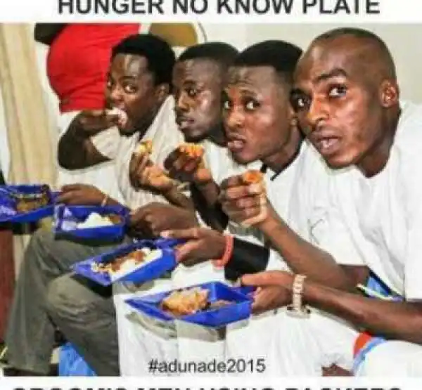 Photos Of Men Eating Wedding Food From Waste Packer